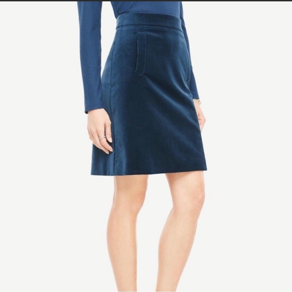 Ann Taylor blue velvet skirt